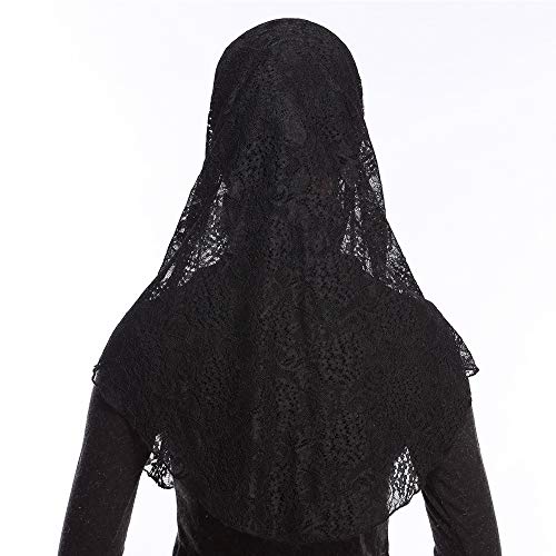 Womens Muslim Lace Long Hijab Scarf Solid Color3