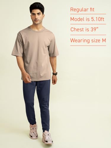 Image of DAMENSCH Statement Solid Oversized T Shirt for Men, Heavyweight, Anti-Pilling, Stylish, Relaxed Fit T Shirt for Men Cotton