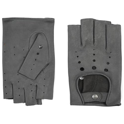 CHEFANFAN Men's Fashionable Cool Fingerless Gloves Genuine Leather Half Finger Sheepskin A Pair Of Gloves Mitt With Hole 1pcs