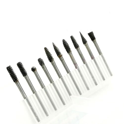 Set de 10 fresas de carburo de tungsteno doble corte miniatura 1