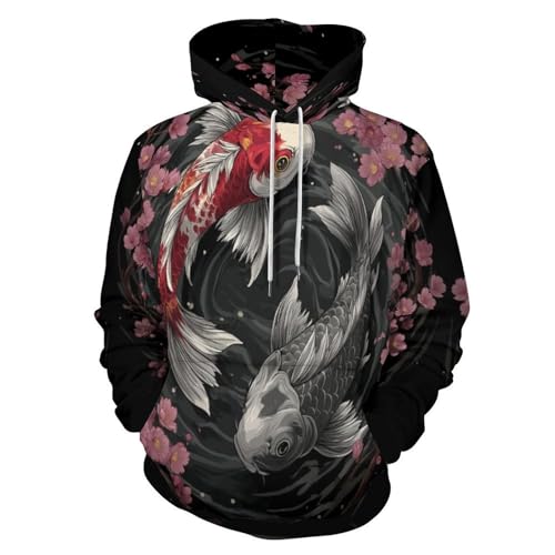 Sweat à capuche Yin Yang Koi pour éviter le froid, pull confortable Harajuku automne hiver