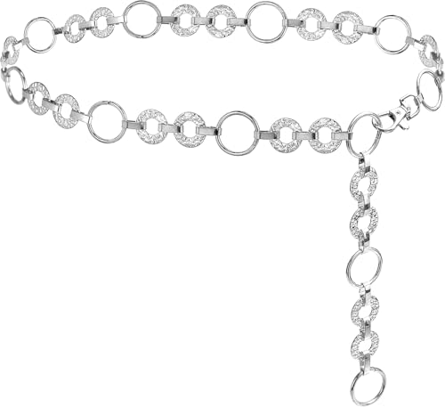Women's Hollow Circle Chain Belt Metal Disc Waist Chain for Dresses Jeans