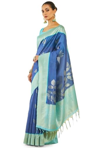 Soch blue tussar silk saree in tussar silk – image 2