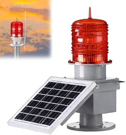 15W Solar LED Obstruction Light, Low Intensity Strobe Beacon, Industrial Warning Lights for Power Towers, Marine Boats, Aviation Safety GZ122