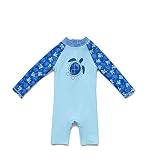 BONVERANO Baby Boys Swimsuit, Toddler Bathing Suit, Long-Sleeve Zipper One Piece Swimwear with UPF 5