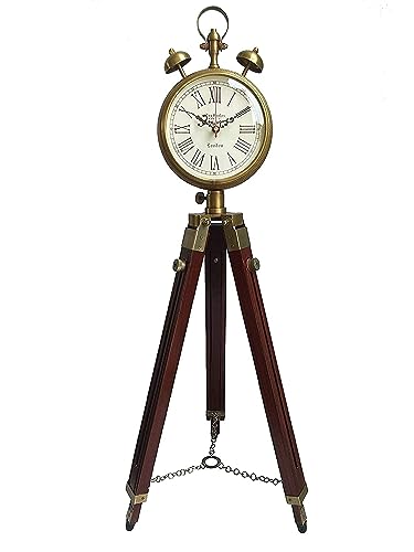 Nautical Modern Floor Clock Wooden Tripod Stand Clock Antique Vintage Steampunk Floor Clock Grandfather\'s Wooden Standing Clock