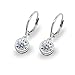 Sterling Silver 6mm Round Bezel Dangle Leverback Earrings Made with Swarovski Crystals