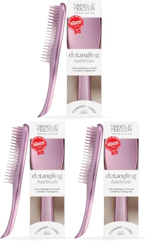 Image of Tangle Teezer Chrome Ultimate Detangler Brush for Wet & Dry Hair, Eliminates Knots & Reduces Breakage for Straight to Curly Hair Types, Mauve (Pack of 3)
