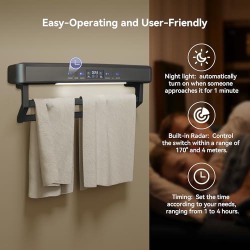 Puluomis Electric Towel Warmer Rack With Touch Screen-Wall Mounted Energy-Saving Towel Warmer With Air Purification And Drying Function-Bathroom Heated Towel Rack For Bathroom thumb #6