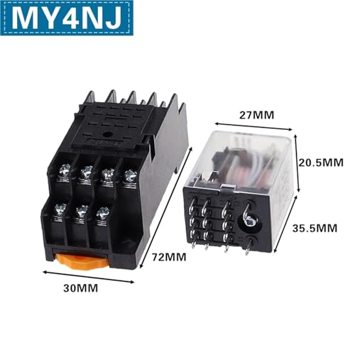Relais électromagnétique MY4NJ 12V DC avec embase rail DIN pour circuit de commande - 3