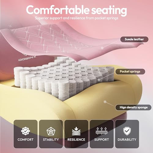 Image of Dowinx Gaming Chair with Heated Massage Lumbar Support,Big and Tall Fabric Gaming Chairs for Adults with Footrest, Ergonomic Computer Game Chair with Poket Spring Cushions, 350lbs, Pink