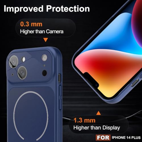 Image of SHINESTAR Premium Luxury Case Compatible with iPhone 14 Plus | Protective Back Cover with Camera Lens Safety | Wireless Charging Support | Slim Fit Durable Design | Enhanced Grip Protection Blue