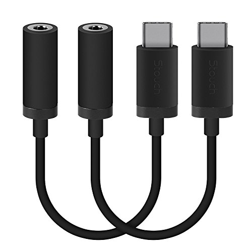Type C to 3.5mm Headphone Jack Adapter for Moto Z(2 Pack), Stouch Moto Z Type C Port to 3.5mm Female Audio Jack Headphone Cable Adapter for Motorola Moto Z Black