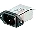 IEC Inlet HP Filter 250VAC; 12A; <5uA; Faston; Earth Line Choke; Snap-in Horizontal