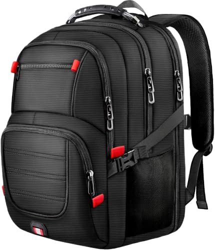 JARWAM Large Travel Laptop Backpack for Men with LifetimeWarranty Extra Large TSA Friendly Travel Backpacks for College High Airline Approved Business Work Bag Fits 17 Inch Computer Black