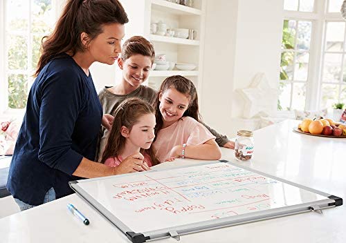 Amazon Basics Magnetic Whiteboard with Pen Tray, Aluminium Trim and Dry-Wipe Writing Surface, 90 x 60cm (WxH), White - 19