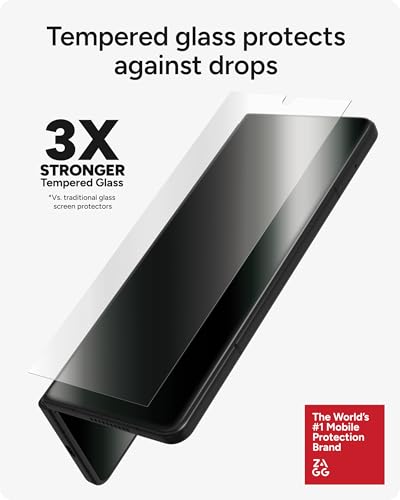 Image of ZAGG Glass+ Samsung Galaxy Z Fold7 Screen Protector (Front Screen Only) - 3x Stronger, Scratch-Resistant, Smudge-Resistant, Fingerprint Scanner Compatible, InvisibleShield, Easy Installation