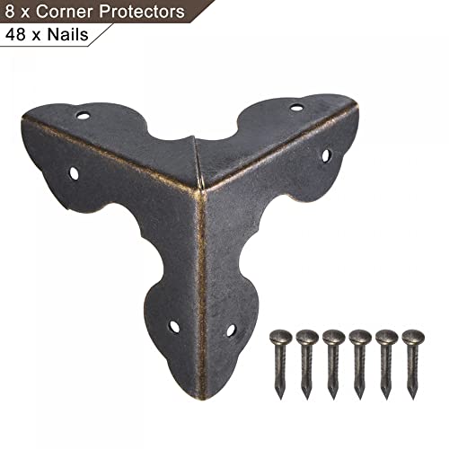 Image of uxcell 33x33x33mm Metal Box Corner Protectors Edge Guard Bronze Tone 8pcs