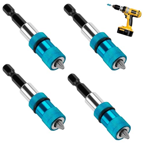 4 Stück Blaue Schnellwechsel-Verbindungsstangen für Trockenbau, 66 mm x 6,35 mm, Ideal für Rigips-Schrauben und Trockenbauschrauber, Perfekt für Deckenbau und Holzrahmenkonstruktion