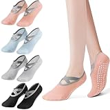 4Paia Calzini Antiscivolo Donna, Calzini Yoga Pilates Con Cinturini, Calzino Yoga Grip per...