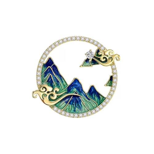 Broche chinoise paysage ronde pour sublimer vos tenues de soirée chic