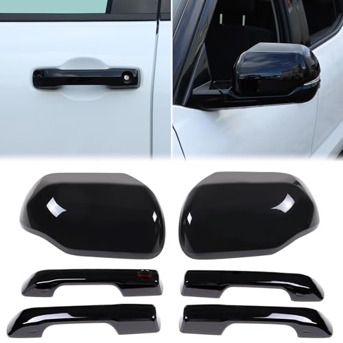 Car Rear View Mirror Trim & Exterior Door Handle Cover Kit Compatible with Tundra/Sequoia 2022-2025 Accessories, Outside Side Rearview Mirror Caps Scratch Protector Decoration with Turn Signal Model