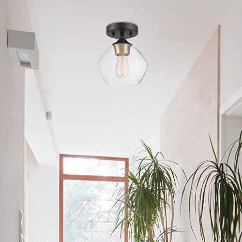 Globe Electric 60333 Harrow Light Semi-Flush Mount, Matte Black With Clear Glass Shade, 9.1 #TOP6
