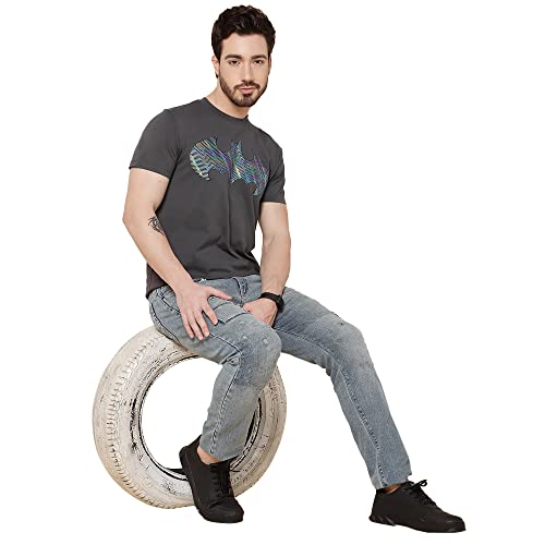 Image of Free Authority Batman Printed Regular Fit Grey Cotton Men's T-Shirt