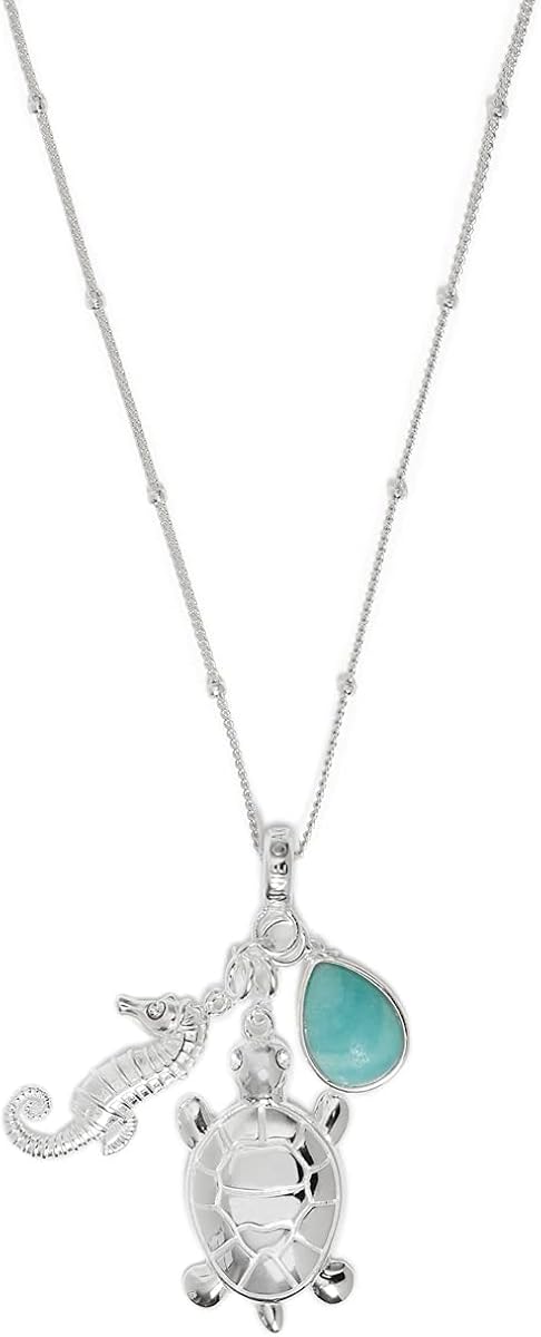 Annie Oak Womens 925 Silver Fiji Triple Charm Princess Length Necklace, 50cm