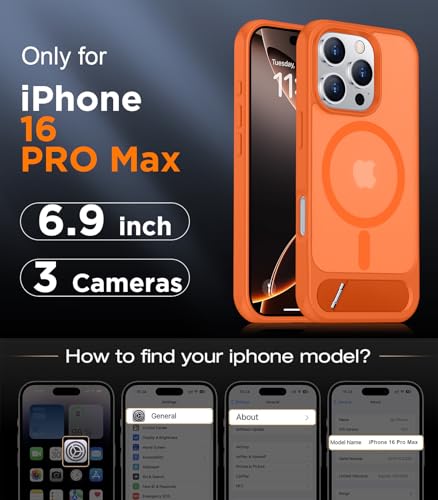 Image of Magnetic Compatible with iPhone 16 Pro Max Case, [Built-in Invisible Kickstand][Compatible with MagSafe][Military Grade Shockproof] Slim Translucent Matte Phone Case for iPhone 16 Pro Max 6.9 inch