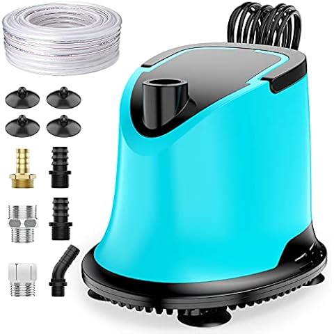 AISITIN Submersible Water Pump 120W Water Pump 5000L/H, 1100GPH, 6 Adapters, Drain Hose and 4 Bottom Suction Cups, Suitable for Household Swimming Pools, Pond Drainage, Fish Tank Aeration Cover