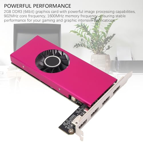 Gugxiom Graphics Card, 2GB DDR3 GPU, 64bit 902MHz Core, 1600MHz Memory with 4 HDMI Ports for W7 W10, Multi-Screen Display Support - Image 2