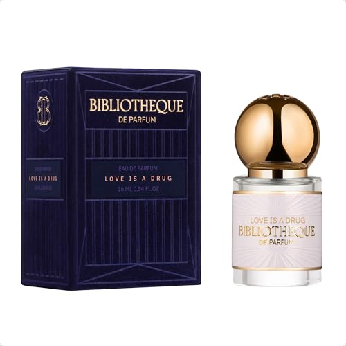 Bibliotheque de Parfum - Love is a Drug - Eau de Parfum - Long Lasting Fragrance for Women with Notes of Osmantus, Indian Tuberosis, Rose Centifolia - Floral Women's Perfume - 0.54 Fl Oz