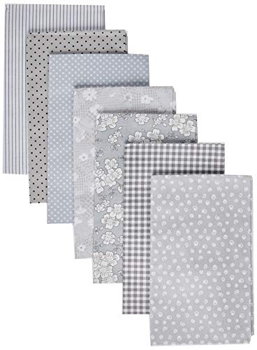 Gray Series Cotton Fabric Quilting Patchwork Fabric Fat Quarter Bundles Fabric for Sewing DIY Crafts Handmade Bags Pillows 40X50cm 7pcs/lot (As Picture Shown)
