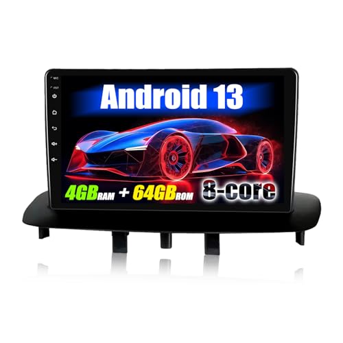 SIXWIN 4+64G 8-Core Android 13 Radio Coche para Renault Megane 3 Export 2009-2014 con CarPlay Android Auto DSP,9 Pulgadas Pantalla Táctil,1280 * 720,con GPS WiFi BT USB FM RDS Radio
