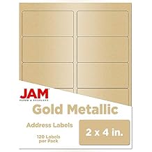 JAM PAPER Shipping Address Labels - Standard Mailing - 2 x 4 - Gold Metallic - 120/Pack