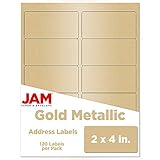 JAM PAPER Shipping Address Labels - Standard Mailing - 2 x 4 - Gold Metallic - 120/Pack
