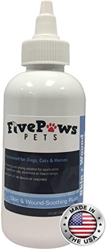 Five Paws Chlorhexidine & Ketoconazole Antiseptic & Antifungal Skin & Wound Wash Flush ~ Treatment for Hot Spots, Abrasions, Cuts, Scratches ~ for Dogs Cats and Horses ~ 4 oz. Bottle