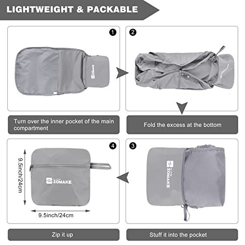 Image of ZOMAKE Lightweight Packable Backpack 35L, Foldable Backpacks Water Resistant Collapsible Light Daypack for Hiking(Silver Grey) | Light Hiking Backpacks Water Resistant Collapsible Day Pack for Travel, Everyday Carry, Multi-Pocket Layout, Heavy Duty Nylon