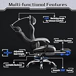 Yaheetech Gaming Chair, Video Game Chair with Massage Lumbar Support and Footrest Height Adjustable Ergonomic Computer Gaming Chair with Swivel Seat and Headrest, Black/White - Image 5