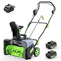 Cordless Snow Blower, Electric Snow Thrower 19 Inch, 40V 4.0Ah Battery Powered Snow Removal, 1500W Brushless Motor 25FT Throw Distance for Driveway Patio Sidewalk