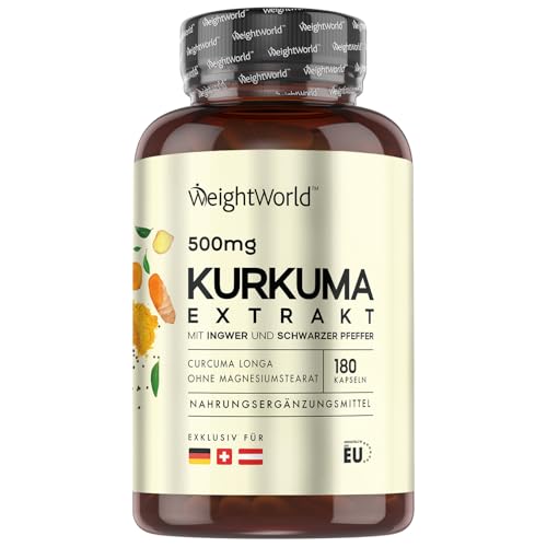 Extracto de Cúrcuma con Pimienta Negra y Jengibre - 180 Cápsulas Veganas de Extracto 50:1, 95% de Curcumina - Para 6 Meses de Suministro, sin Gluten