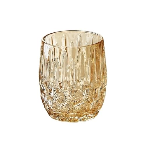 ZKALQECNF Leche Vasos de cristal texturizado, 2 tamaños. Cristalería elegante y transparente for cócteles, té, agua, cerveza refrescos Bebidas(Amber,Pequeño)