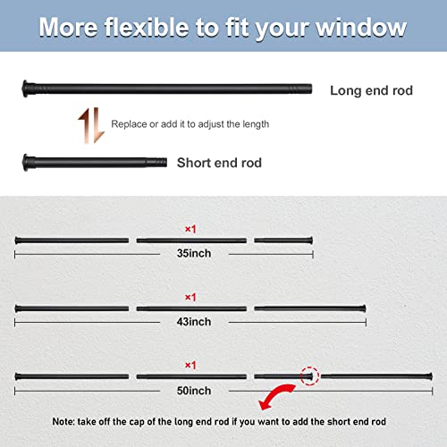 Decorative Curtain Rods For Windows 28 To 48 Inch - 5/8 Inch Small Curtain Rod Set,Heavy Duty Cafe Drapery Rods With Bracket - Matte Black #TOP4