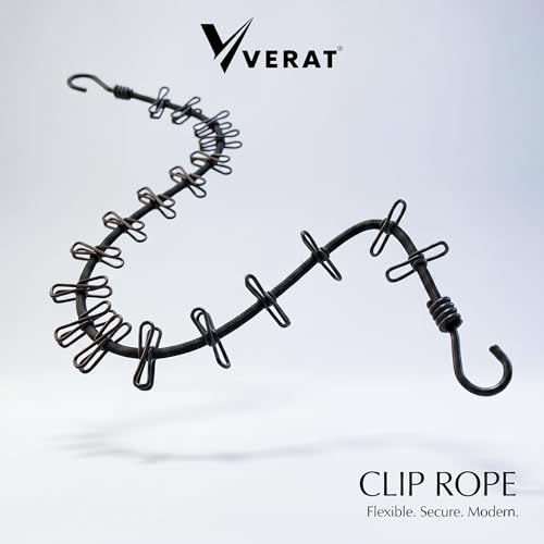 Image of VERAT 2 Piece Cloth Drying Rope /Elastic Rope with Hook /12 Clip Elastic Hanging Rope /Stretchable /Clothesline /Portable Cloth Dryer /Kapde Sukhane Ki Rassi /Travel Home Outdoor(Multicolour), Assorted