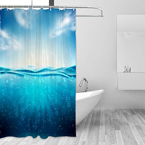 Rideau de douche polyester imperméable bleu ciel pour cabine de bain - 5