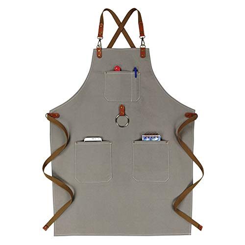 delantal Delantal Algodón Cocinero Crossback Correas Bartender Bistro Pastelería Cocinero Catering Uniforme Florista Jardinero Tienda Pet Tall Work Wear