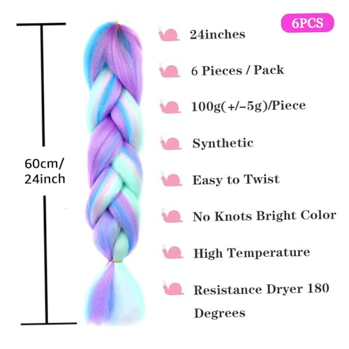 Cabello de trenza sintético de 23.6 pulgadas y extensiones de rastas color púrpura 2
