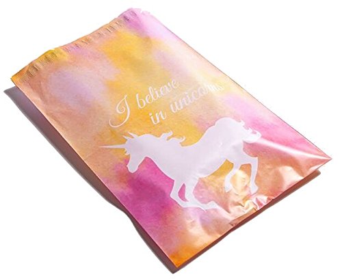 Poly Mailers Unicorn Desigenr Mailers Custom Boutique Shipping Bags Pink, Yellow, Blue Green #SmileMail (100 6x9 Pink)