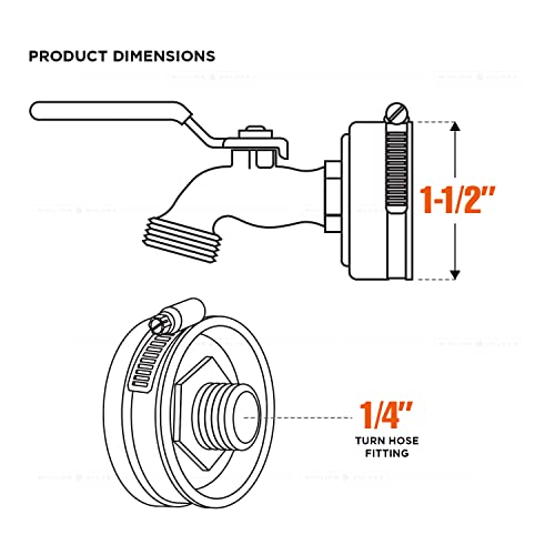 Image of Midline Valve XUD112-5 Sillcock Hose Ball Valve with Lever HANDLE for Testing and Draining; 1-1 /2 in.; Rubber Cap with Stainless Steel Band and Clamp (5 Pack)